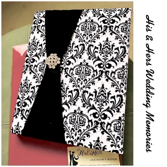 NEW Wedding Memory Book Gift Keepsake Black & White Fabric w/Rhinestone.… - Picture 8 of 8